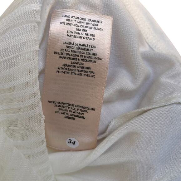 NWT Feather Bone Anthropologie Greenwich Lace Dress Size 4 Ivory Pleated Skirt - Picture 8 of 9